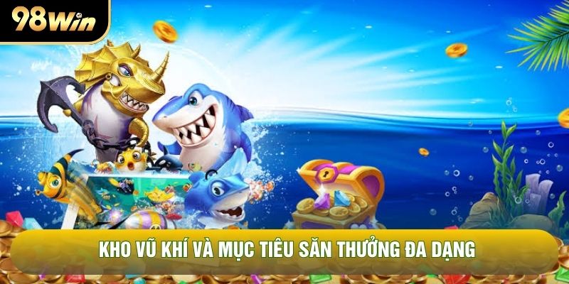 Kho vũ khí và mục tiêu săn thưởng đa dạng Kho vũ khí và mục tiêu săn thưởng đa dạng
